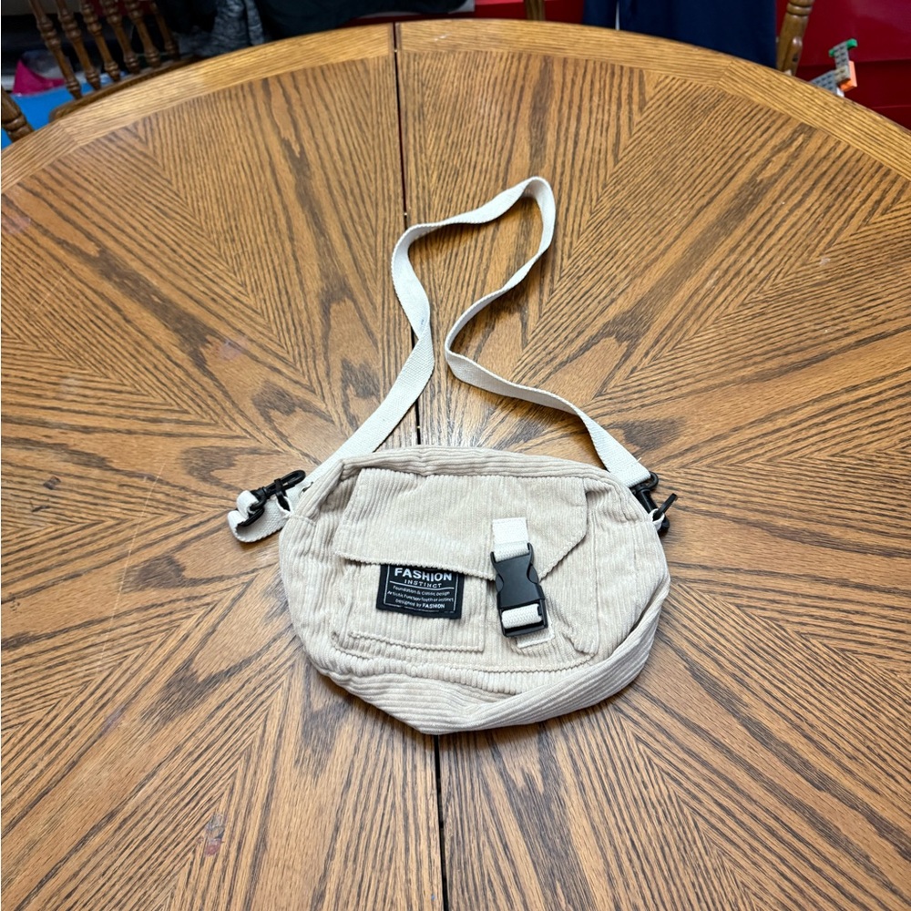 Cream Crossbody Bag with Sporty Design